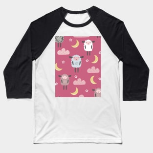 Sweet sleeping sheep pattern pink Baseball T-Shirt